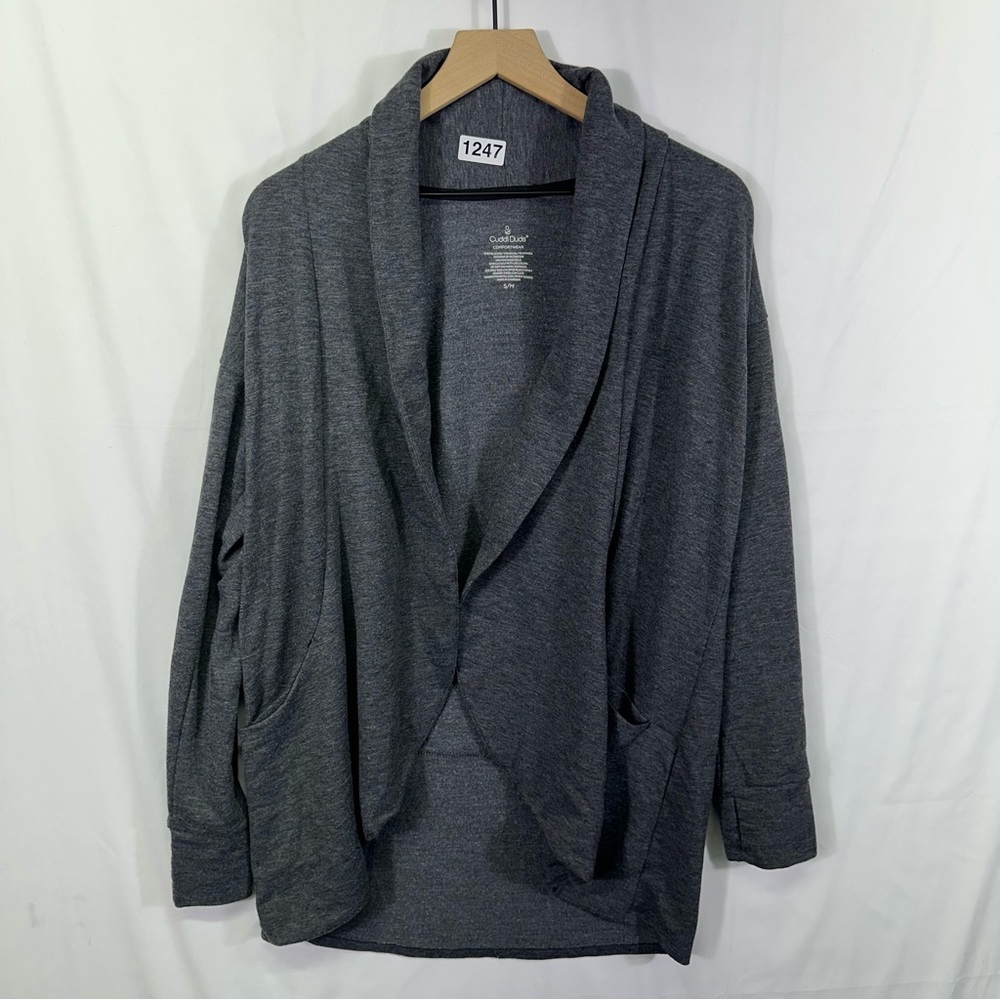 Cuddl Duds Charcoal Gray Open Front Long Sleeve Cardigan Size S/M